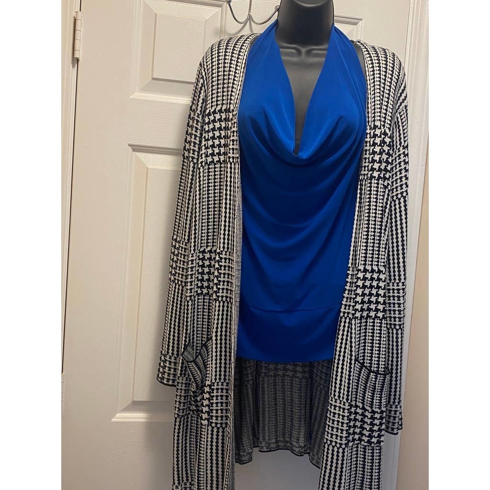 Joseph A. Black & White Plaid Sweater Size 2X